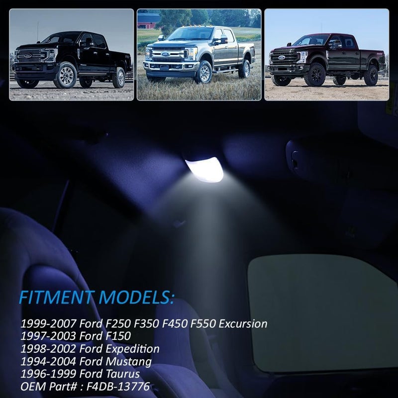 Best View LED Interior Roof Dome Light Cover Clear Lens Overhead with White PCB for 1999-2007 Fo-rd F250 F350 F450 F550 Excursion, F150 Expedition Mustang Taurus, 6000K White Dome Lamp Kit, 1 Set - Image 5